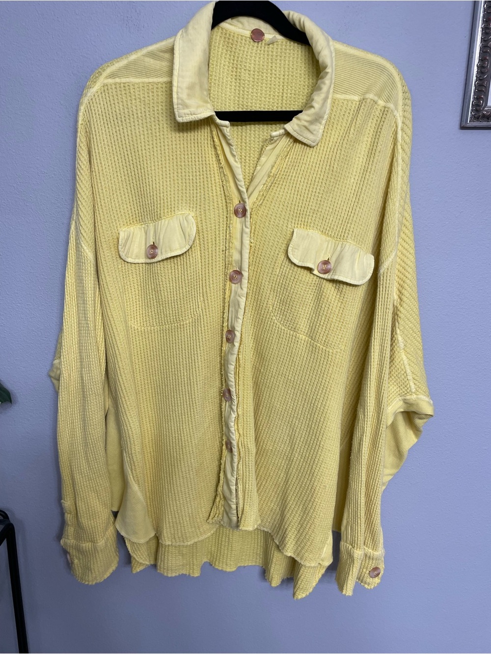 Free People Yellow (SunGlow) Waffle Knit One Scout Jacket size S